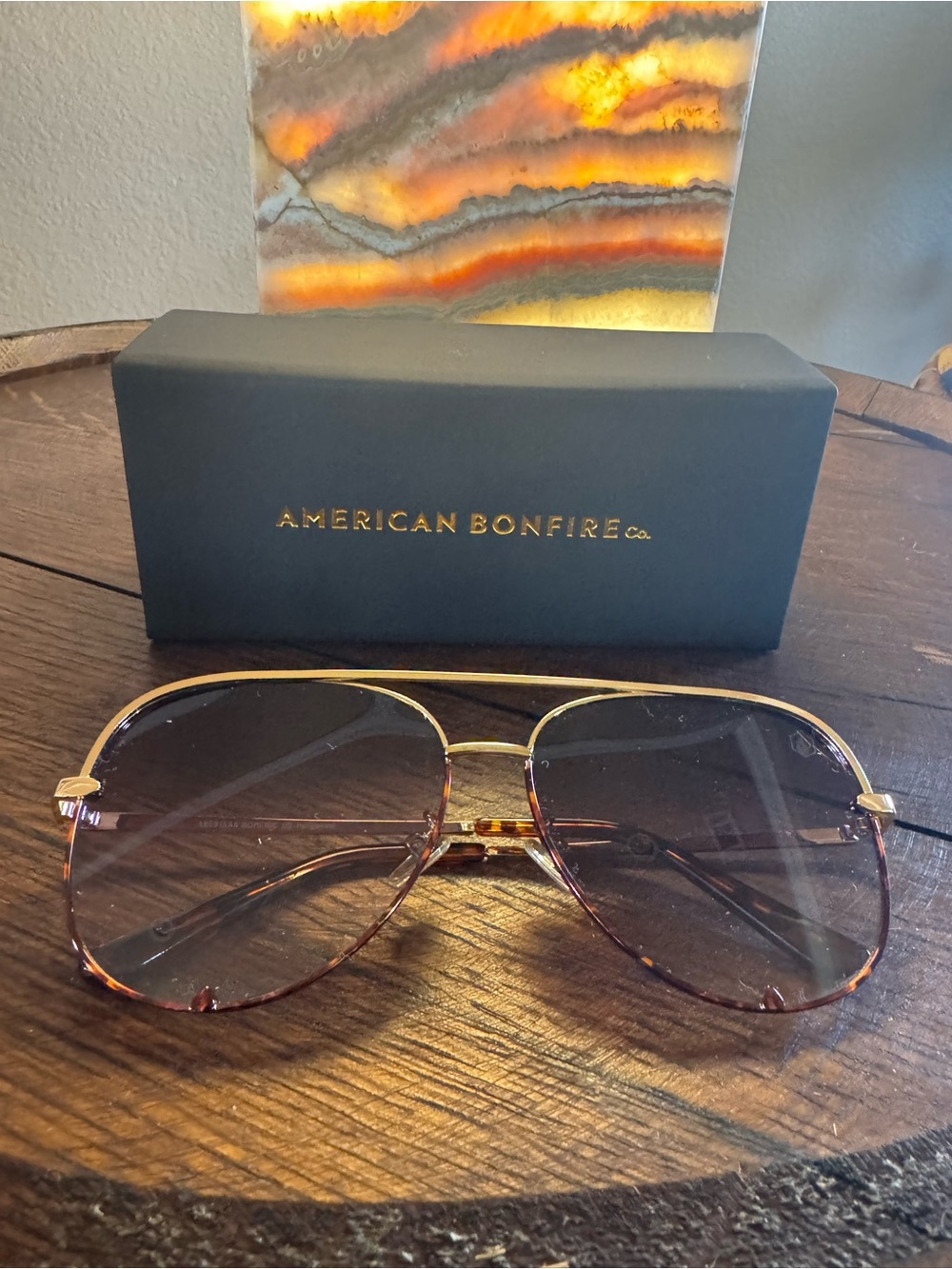 American Bonfire Co “Hollywood Grey” Aviator Sunglasses New